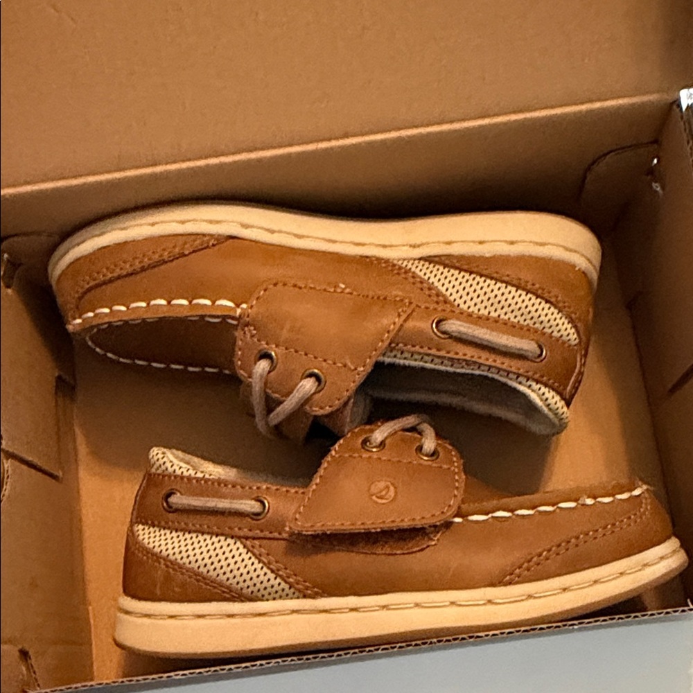 Sperry Toddler Brown and Cream Moccasin Boat Shoes